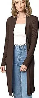 [Made By Johnny] MBJ Womens Long Sleeve Open Front Long Cardigan - Made in USA