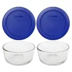 Pyrex 7200 2-Cup Glass Storage Bowl w/ 7200-PC Cadet Blue Plastic Lid (2-Pack)