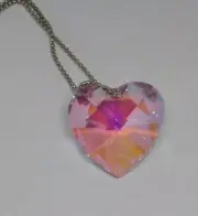 Swarovski Crystal Rosaline Blue AB 28mm Heart Suncatcher/ Prism/ Rearview Mirror