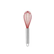 Manual Stainless Steel Handle Silicone Multi-Purpose Egg Beater Cake Cream Whisk Handheld Mixer Baking Tool (Red, 8 Inches)
