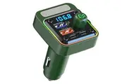 Car Radio Bluetooth Adapter Charger: Wireless FM Transmitter Handsfree Phone Call(Green)