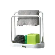 Catzon Kitchen Drain Rack Tray for Sponge Dishcloth Brush Storage-White