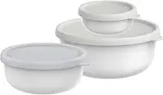 Mepal 3-piece Microwave Container Set Lumina, Food Storage Containers with Lid Suitable for Fridge, Freezer, Microwave and Dishwasher, Kitchen Storage Bowls, 250 + 750 + 1500 ml, White