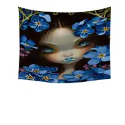The Language of Flowers Forget Me Nots Blue Girl Tapestry
