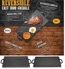 2-Side Cast Iron 2-IN-1 Korea BBQ Sizzling Fry Pan Skillet Griddle Grill Plate