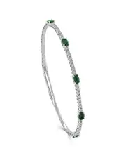 Sabrina Designs 14K 1.53 ct. tw. Diamond & Emerald Station Bangle Bracelet