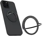 Phone Ring Holder Finger Kickstand, Cell Phone Ring Holder Stand Metal Phone Back Grip for Magnetic Car Mount Foldable Cell Phone Stand Compatible with Most Smartphones(1pack,Black)