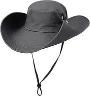 JUNMIN Men's Outdoor Face-Covering Sun Hat with Big Brim, Summer UV Protection, Fishing, Breathable Fisherman Hat, Soldier Military Training Sun Hat (Color : Gray)