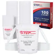 64-Ounce (2 Quart) Paint & Epoxy Mixing Cup Calibrated Ratios - 100 Cups/12 Lids