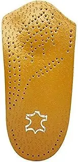 [Generic] Orthotic Insoles Arch Support 3/4 Plantar Fasciitis Inserts with Metatarsal Pad Heel Cushion,Ultra Light Thin Leather for Flat feet Semi-Rigid Foot Arch,Walking (Brown, 43/44)