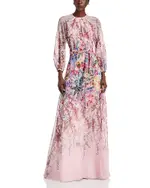 Teri Jon by Rickie Freeman Chiffon Floral Print A Line Dress