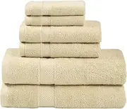 [LINENOVA] 100% Combed Cotton 650GSM Bath Towel Set of 6 - Includes 2 Bath Towels, 2 Hand Towels, 2 Face Washers, Super Soft Highly Absorbent Towels for Bathroom, Gym, Hotel - Linen