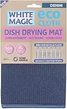 White Magic Dish Drying Mat, Denim - Absorbent & Hygienic, Protects Countertops, Quick-Drying Anti-Microbial, Foldable & Easy to Clean, Versatile for Kitchen Essentials, 45x40cm