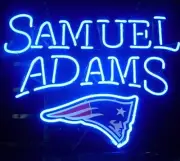 New England Patriots Samuel Adams 17"x14" Neon Sign Lamp Light Bar With Dimmer