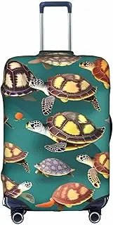 [pvinnk] many Animals Sea Turtles Print Protective Luggage Cover Elastic Washable Suitcase Travel Gear Protector, White, Medium