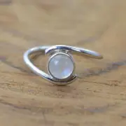 Solid 925 Sterling Silver Rainbow White Moonstone Ring Jewelry Gift For Women's