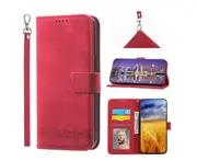 LMW Flip Leather Wallet Case for iPhone XS Max - Red