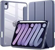 Mastten for iPad Mini 7 Case A17 Pro, for iPad Mini 7th/6th Generation Case 2024/2021 8.3 Inch with Pencil Holder, Hybrid Slim Clear Back Shell Cover Kids, Auto Wake/Sleep, PurpleGray