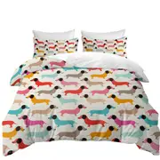Colorful Dachshund Pattern Quilt Cover