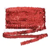 10 Yard x 0.8 Inch Elastic Sequins Trim Flat Sequin Strip Paillette Red