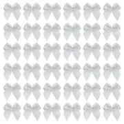 50Pcs 1" Mini Satin Ribbon Bows for DIY Craft Party Decoration Silver