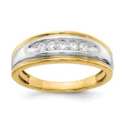 0.25ct. CZ Solid Real 14k Yellow & White Gold Men's Ring