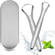 Tongue Scraper for Adults,2pcs Wipe Tongue Tongue Scraper Two Sizes with Iron Box Stainless Steel Tongue Scraper Oral Care Tongue Cleaner for Adults Boys Girls Help Your Oral Reduce Bad Breath