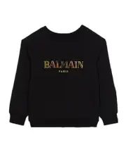 Balmain Kids Logo Printed Crewneck Sweatshirt 12,13,14Y,13Y,12Y,10Y black