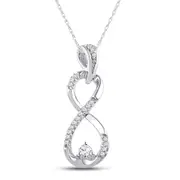 14k White Gold Round Diamond Vertical Infinity Pendant 1/5 Cttw