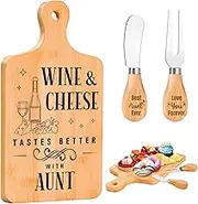 Aunt Gifts, Aunt Birthday Gifts - Bamboo Wine & Cheese Board Set with Knife and Fork, Best Aunt Ever Gifts, Birthday Gifts for Aunt from Niece, Best Auntie Gift Ideas, Charcuterie Boards Gift Set