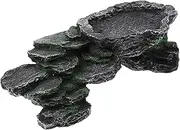 Milisten Pet Climbing Aquarium Rock Aquarium Hideout Tortoise Outdoor Enclosure Aquarium Decorations Reptile Hide Turtle Ramp Reptile Substrate Reptiles Basking Platform Habitat Brown Resin