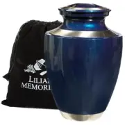 Cremation Urn by Liliane - Funeral Urn for Human Ashes - Hand Made in Blue