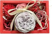 Tealight Scented Candle Gift Set with Soap Flower and Candle Holder (French Lavender)