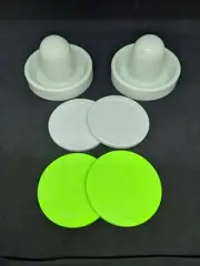 Air Hockey Mallets / pushers (Dynamo) with 4 Large Pucks 2 each standard / quiet