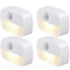 4 Motion Sensor Night Light LED Stick-On Stairs Bedroom Bathroom Hallway Cabinet