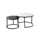 Set of 2 Coffee Table Round Nesting White & Black