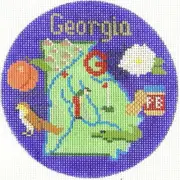 Needlepoint Handpainted Georgia Christmas Silver Needle 4.25"