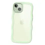 Cute Case for iPhone 15 6.1-Inch, Wave Frame Curly Shape Shockproof Green