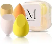 Makrina Store Makeup Sponges Facial Sponges Suitable for Dry and Wet Application, Liquid Foundation and Concealer, Latex Free, Set of 4 Yellow