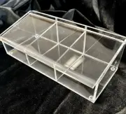 Lucite Style Box -3 Compartments- Hinged Lid