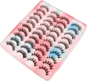 Ipetboom 20Pairs Fluffy False Eyelashes for Women Handmade Natural Faux Lashes Multi Volume Soft and Dramatic Eye Makeup Reusable Lashes for Glamorous Looks