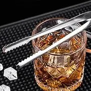 Stainless Steel Ice Cube Tongs, Mini Serving Ice Bucket Tongs for Cocktails, Whiskeys, Sugar, and Lemon with Thicken Clips Serrated Opening Design, Home and Bar Use