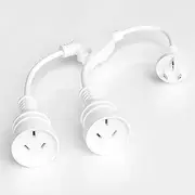 1-to-2 Power Extension Cord 0.3M, Double Plug Australia Standard 3-Pin Plug Power Extension Lead Cord, 2500W, 250V, 10A, IP20, 3 x 1.5 mm², White