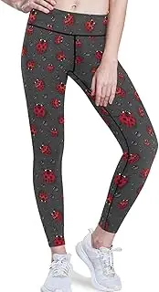 [visesunny] High Waist Yoga Pants with Pockets Cute Ladybug Pattern Soft Tummy Control Workout Leggings