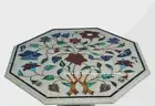 18" White Marble Table top Inlay lapis side coffee Table Top decor room kitchen