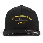 Uss cvn-71 embroidered stretch flex fit baseball cap (size S/M, L/XL, XXL)