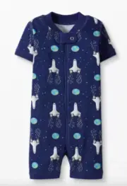 NWT HANNA ANDERSSON Galactic Zip Sleeper Pajamas Blue Spaceship Cotton 6-12 mos