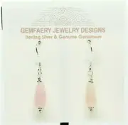 Sterling Silver Pink JADE Gemstone Teardrop Dangle Earrings #1265...Handmade USA