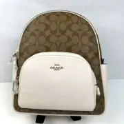 Coach Court Backpack Signature Canvas White Leather Gold/Khaki Chalk NWT 5671