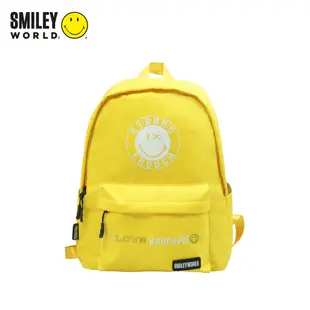 【全館免運🔥】Smiley World微笑世界 休閒防潑水多功能後背包 黃色笑臉雙肩包 微笑學生書包 可放平板小筆電